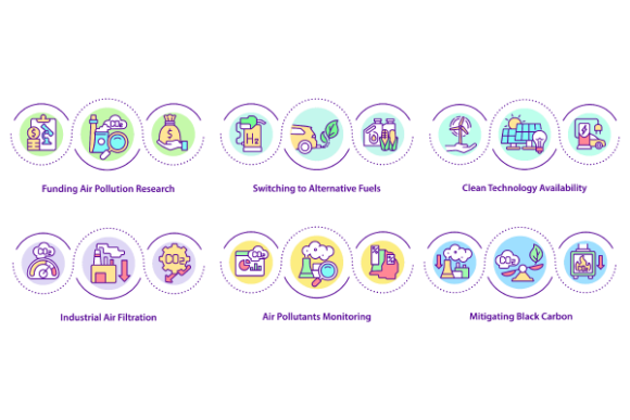 Air Pollutants Monitoring Icons Bundle: Graphics & Icons for Modern Branding