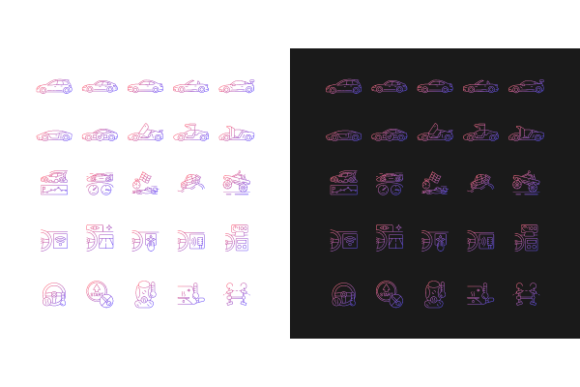 Auto Racing Gradient Icons Bundle