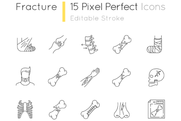 Bone Fracture X-ray Scan Icons Set for Modern Design Projects
