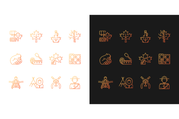 Canadian Symbols Gradient Icons Bundle for Crafting and Digital Design