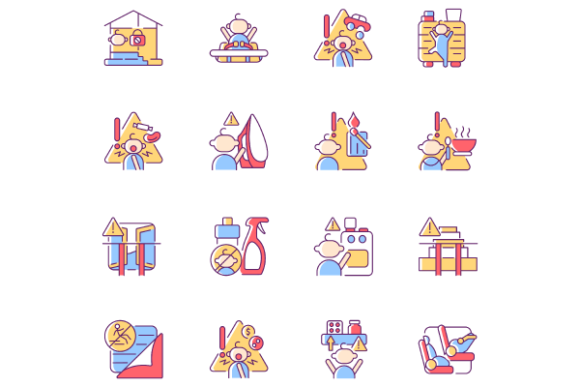 Child Safety RGB Color Icons Set: Visual Design for Trust and Clarity in Content Publishing