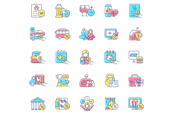 Employee Perks Color Icons Bundle – Graphics & Icons for Workplace-Themed Digital Products