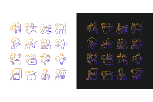Evaluating the Talents and Aptitudes Gradient Icons Set for Real Embroidery Use