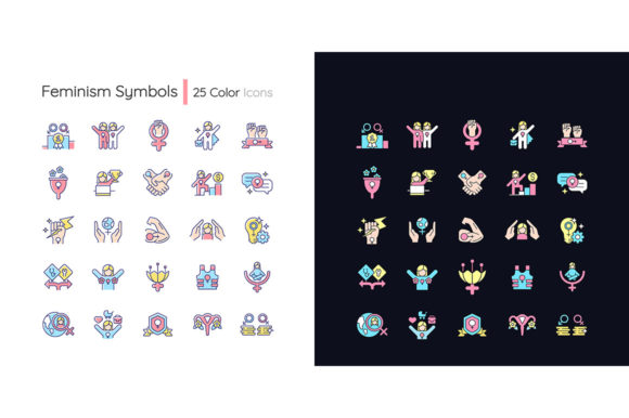Feminism Symbols Light and Dark Theme Graphics Icons for Crafters