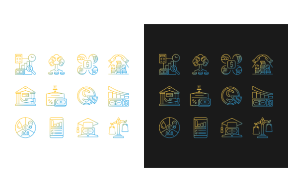 Financial Literacy Gradient Icons Bundle – Clean Graphics for Crafters & Etsy Sellers