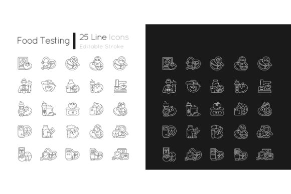 Food Testing Linear Icons Bundle: Graphics & Icons for Crafting and Handmade Business