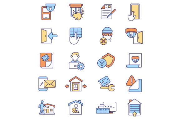 Home Security RGB Color Icons Set: Graphics & Icons for Modern Branding