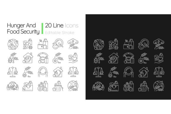 Hunger and Food Security Icons Bundle: Graphics for Impactful Editorial Design