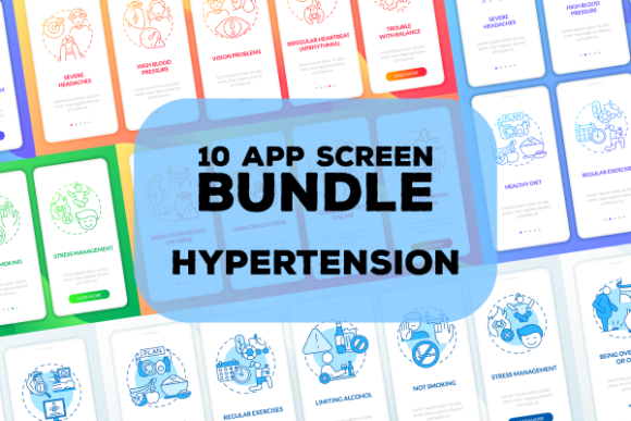 Hypertension App Screen Similars Bundle – Graphics for Health-Focused Digital Templates