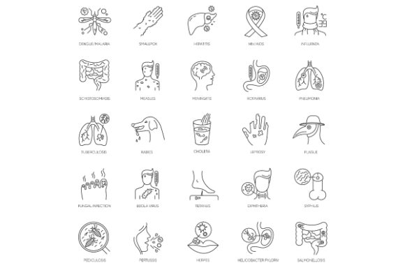 Infectious Diseases Pixel Perfect Set: Graphics & Icons for Real Business Branding