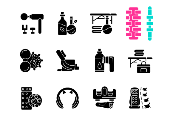 Massage Tools Glyph Icons Bundle Review for Real Embroidery Projects