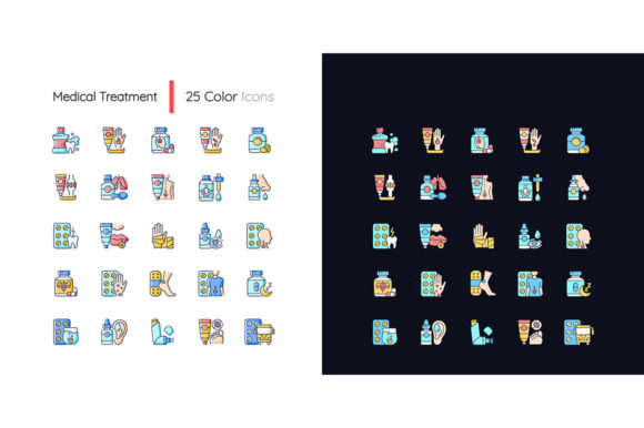Medical Treatment Light and Dark Theme Graphics & Icons for Commercial Design Sellers