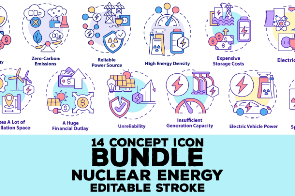 Nuclear Energy Concept Icons Bundle: Graphics Review