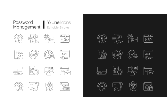 Password Management Linear Icons Set: Modern Graphics for Business Branding