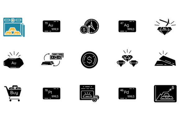 Precious Metals Glyph Icons Set: Graphics & Icons Review