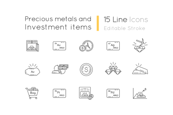 Precious Metals Icons Set: Graphics & Icons for Premium Branding