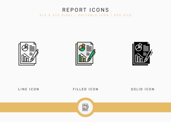 Report Icons Set: Clean Graphics for Modern Blog and Editorial Design