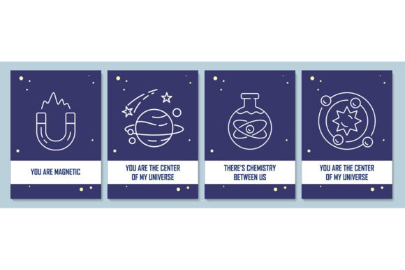 Romantic Postcard Set with Icons: Graphics & Templates