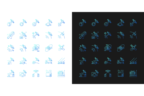 Satellites Types Gradient Icons Bundle: Modern Graphics for Dynamic Branding