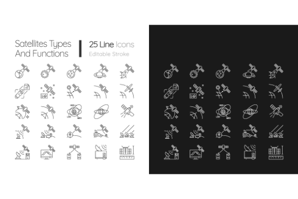 Satellites Types Linear Icons Bundle – Graphics & Icons for Space Lovers