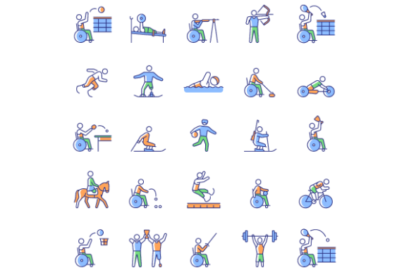 Sport Competition RGB Color Icons Set: Graphics & Icons for Crafting Athletes and Sports Fans