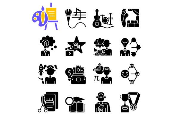 Talents and Aptitudes Glyph Icons Set: Graphics Review