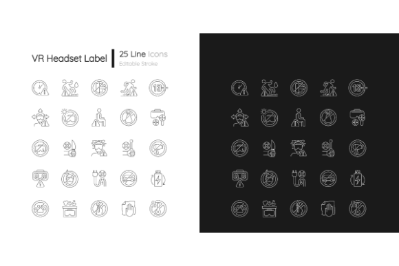 VR Headset Linear Icons Bundle